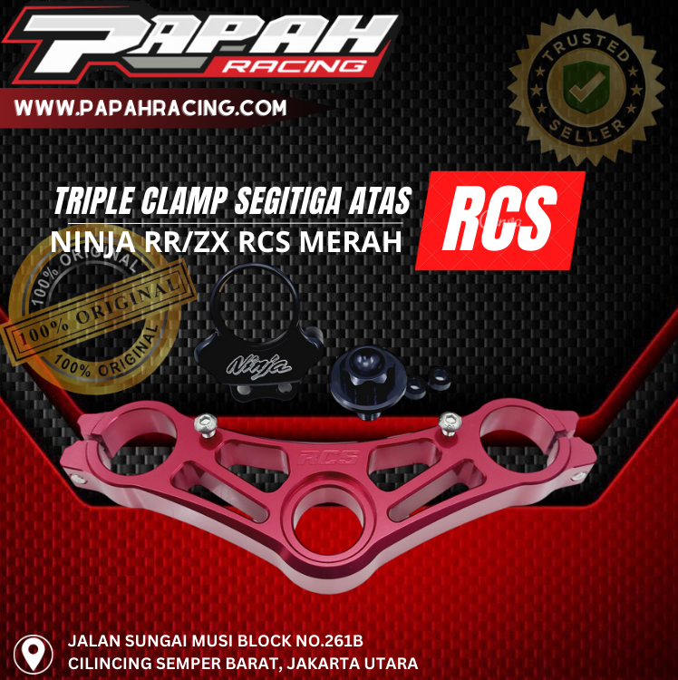 TRIPLE CLAMP SEGITIGA ATAS NINJA RR/ZX RCS RED MERAH