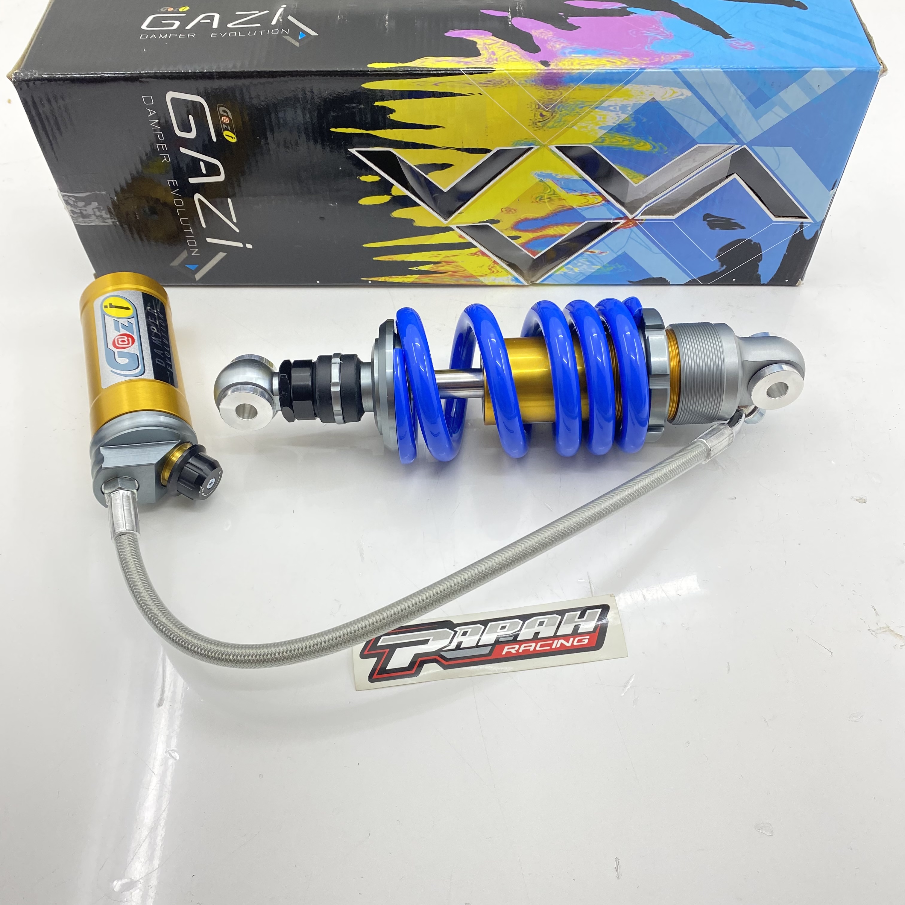 SHOCKBREKER GAZY TABUNG PISAH KAWASAKI KRR/ZX PER BIRU TABUNG GOLD