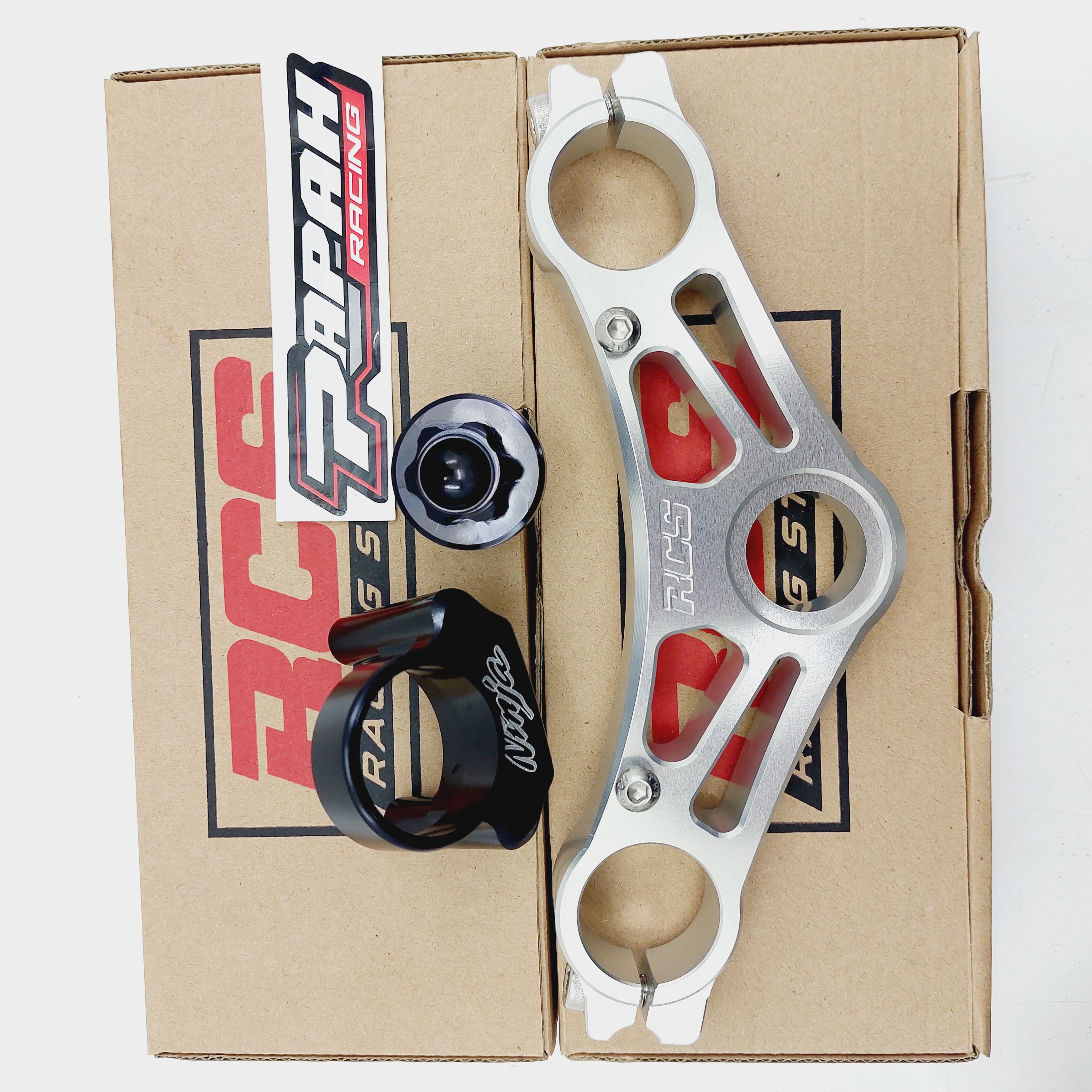 TRIPLE CLAMP SEGITIGA ATAS RCS KR150 SILVER