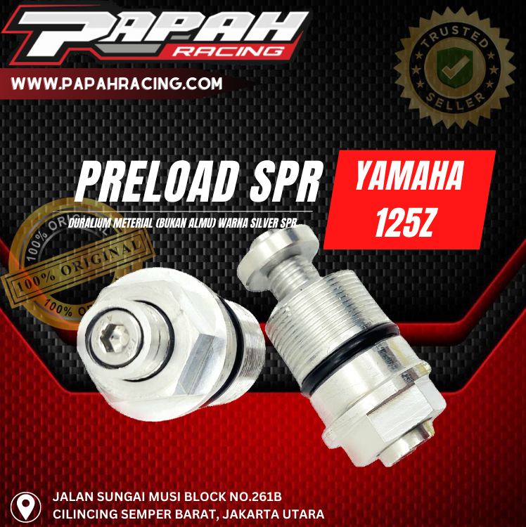 PRELOAD SPR YAMAHA 125Z DURALIUM METERIAL (BUKAN ALMU) WARNA SILVER SPR